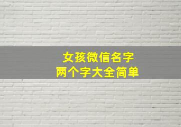 女孩微信名字两个字大全简单