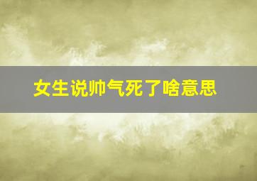 女生说帅气死了啥意思