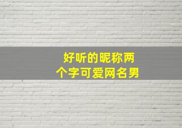 好听的昵称两个字可爱网名男