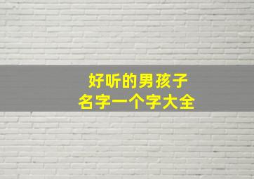 好听的男孩子名字一个字大全