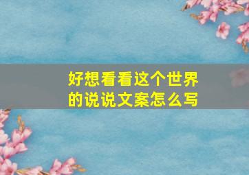 好想看看这个世界的说说文案怎么写