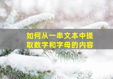 如何从一串文本中提取数字和字母的内容