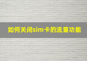 如何关闭sim卡的流量功能