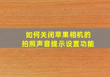 如何关闭苹果相机的拍照声音提示设置功能