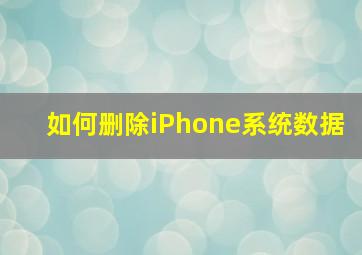 如何删除iPhone系统数据