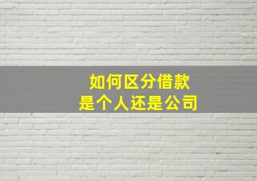 如何区分借款是个人还是公司