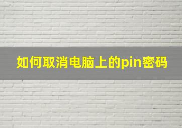 如何取消电脑上的pin密码