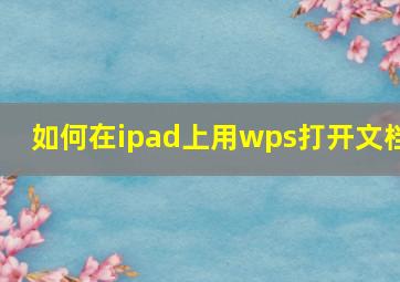 如何在ipad上用wps打开文档