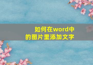 如何在word中的图片里添加文字