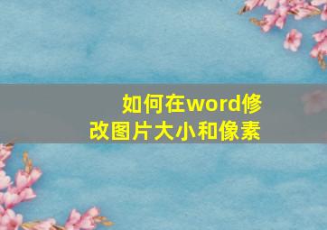 如何在word修改图片大小和像素