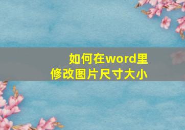 如何在word里修改图片尺寸大小