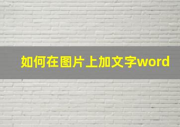 如何在图片上加文字word