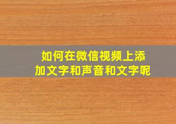 如何在微信视频上添加文字和声音和文字呢