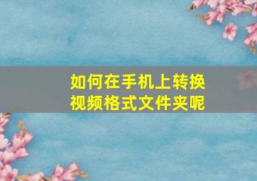 如何在手机上转换视频格式文件夹呢