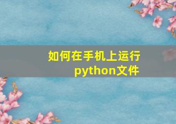 如何在手机上运行python文件