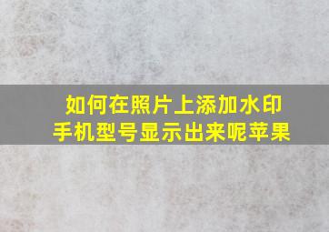 如何在照片上添加水印手机型号显示出来呢苹果