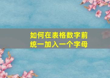 如何在表格数字前统一加入一个字母