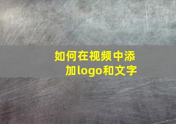 如何在视频中添加logo和文字