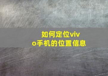 如何定位vivo手机的位置信息