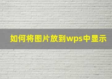 如何将图片放到wps中显示