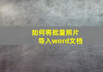 如何将批量照片导入word文档