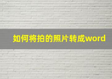 如何将拍的照片转成word