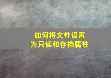 如何将文件设置为只读和存档属性