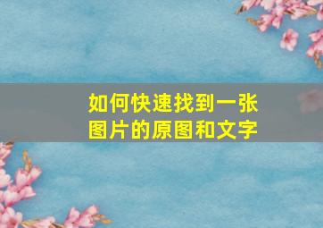 如何快速找到一张图片的原图和文字