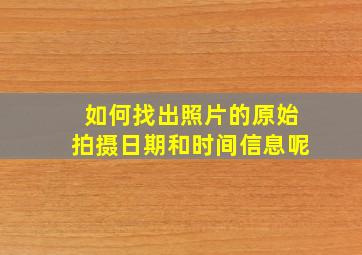 如何找出照片的原始拍摄日期和时间信息呢