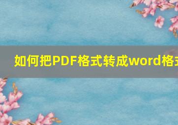 如何把PDF格式转成word格式