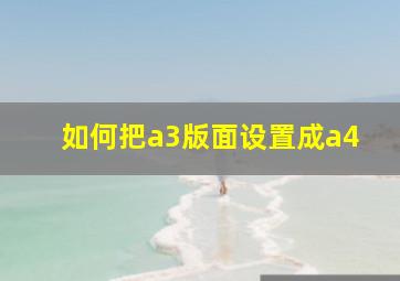 如何把a3版面设置成a4