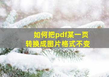 如何把pdf某一页转换成图片格式不变