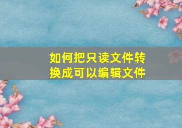 如何把只读文件转换成可以编辑文件