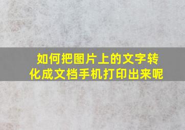 如何把图片上的文字转化成文档手机打印出来呢