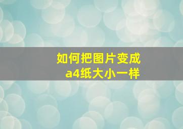 如何把图片变成a4纸大小一样