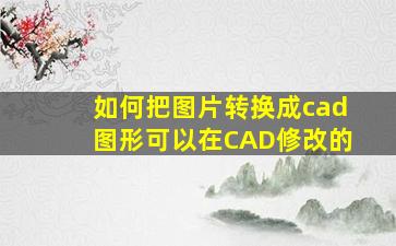 如何把图片转换成cad图形可以在CAD修改的