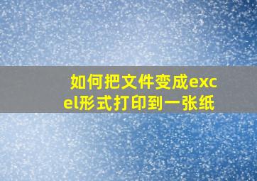 如何把文件变成excel形式打印到一张纸