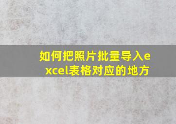 如何把照片批量导入excel表格对应的地方