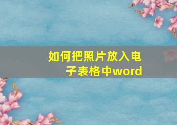 如何把照片放入电子表格中word