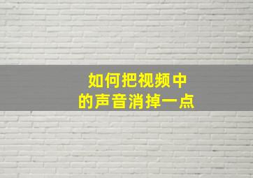 如何把视频中的声音消掉一点