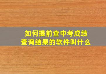 如何提前查中考成绩查询结果的软件叫什么