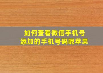 如何查看微信手机号添加的手机号码呢苹果