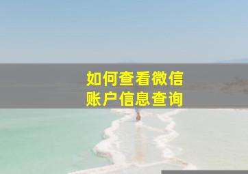 如何查看微信账户信息查询