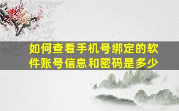 如何查看手机号绑定的软件账号信息和密码是多少