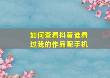 如何查看抖音谁看过我的作品呢手机