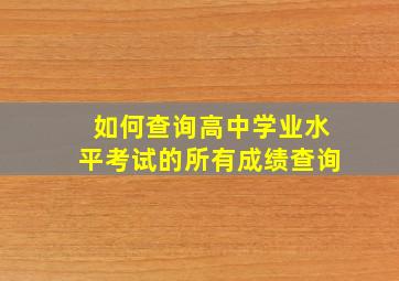 如何查询高中学业水平考试的所有成绩查询