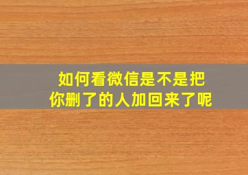 如何看微信是不是把你删了的人加回来了呢