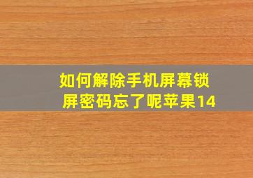 如何解除手机屏幕锁屏密码忘了呢苹果14