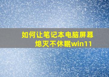 如何让笔记本电脑屏幕熄灭不休眠win11