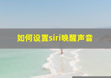 如何设置siri唤醒声音